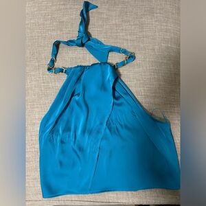 Blue halterneck top with tie back detail #summertop
